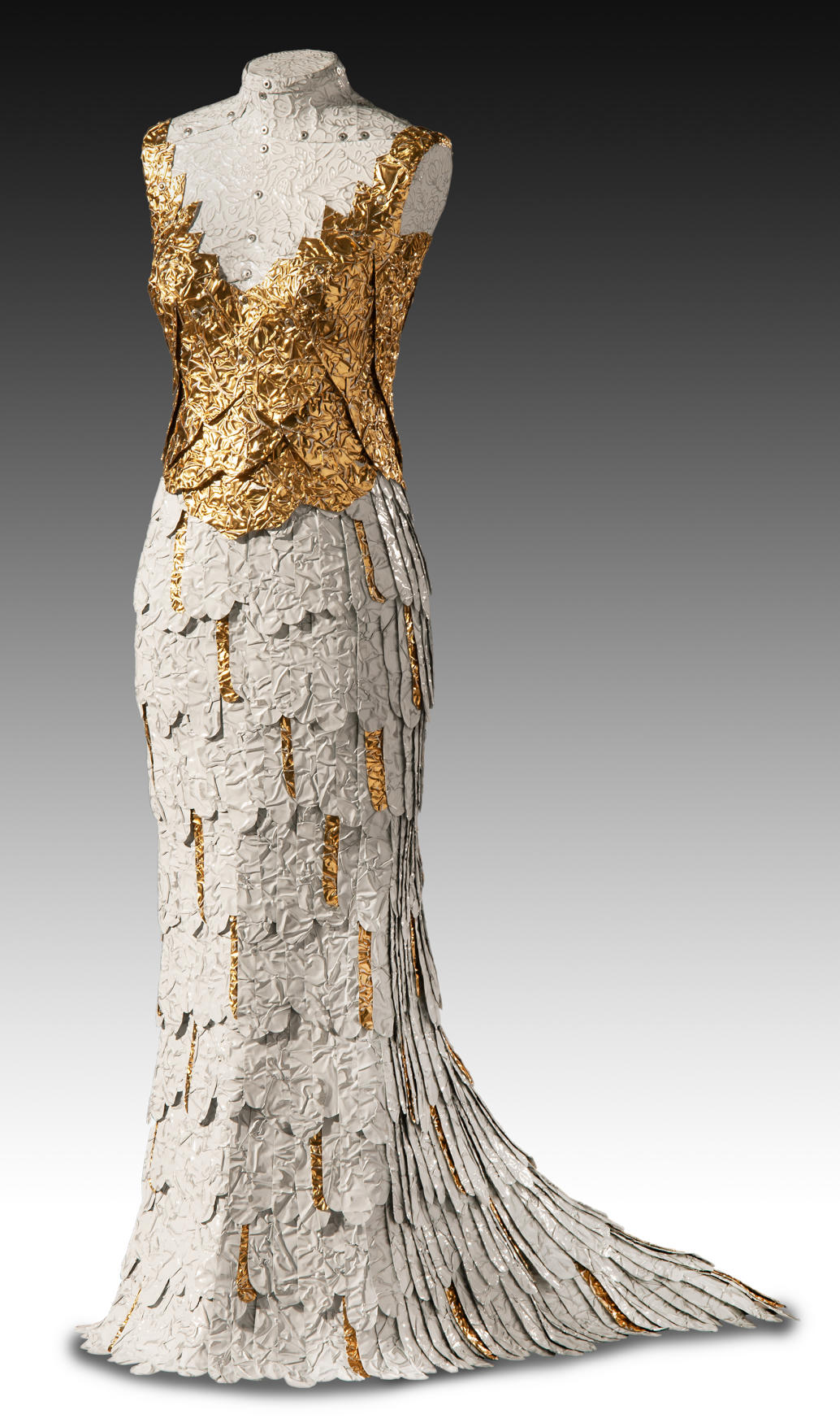 "Gold & White Gown"
29" Tall