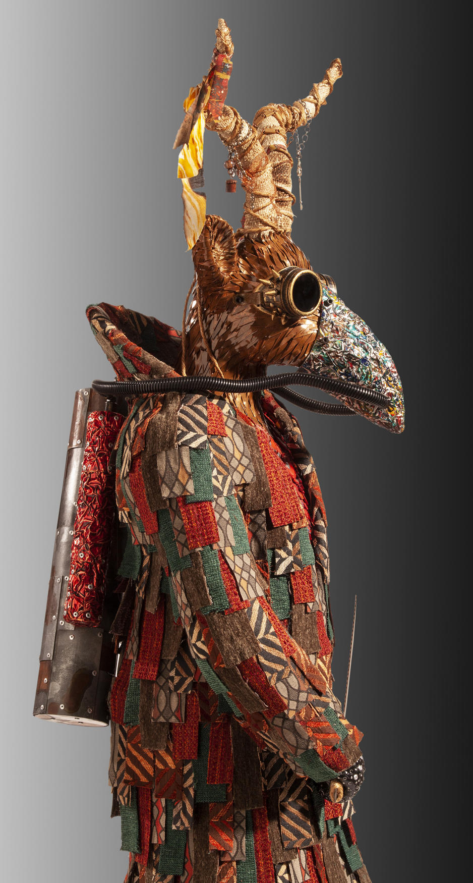 The Defender" - 
67" Tall - Copper, Steel, Aluminum, Fabric, Found Objects